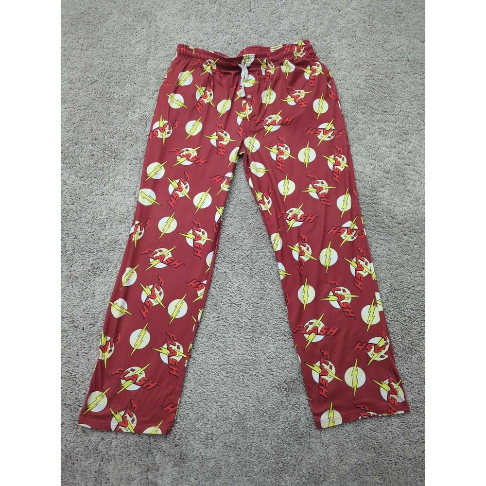 The Flash Sleep Pants Mens Large Red Allover Print Pull On Drawstring‎